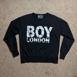 BOY‎ LONDON SILVER LOGO UNISEX Black SWEATSHIRT Sz XS